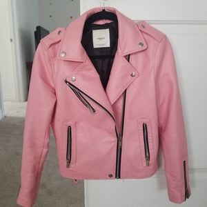 Mango Faux Leather XS Pink Jacket